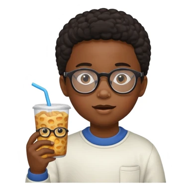 snack holding black kid with glasses sticker