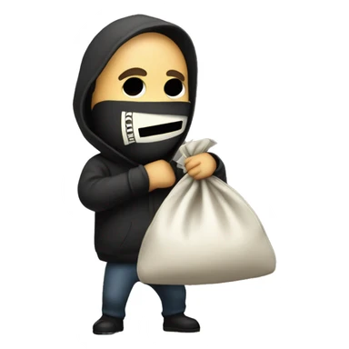 Robber with a money bag sticker