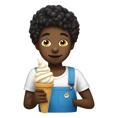 black boy with twists eating ice cream sticker