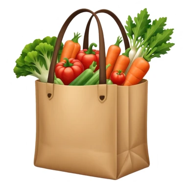 groceries in a bag with vegetables sticker