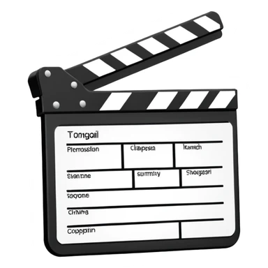 diagonal view of clapperboard outline, ultra simple black outlines only sticker