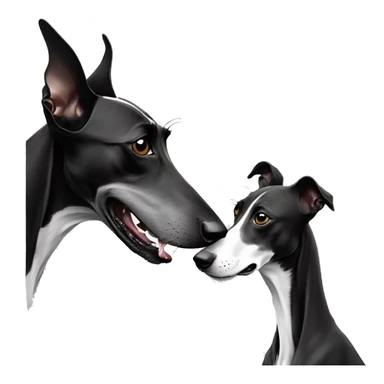 Two aristocrat dog black and white galgo kiss  sticker