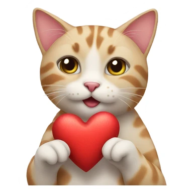 Cat holding a heart  sticker