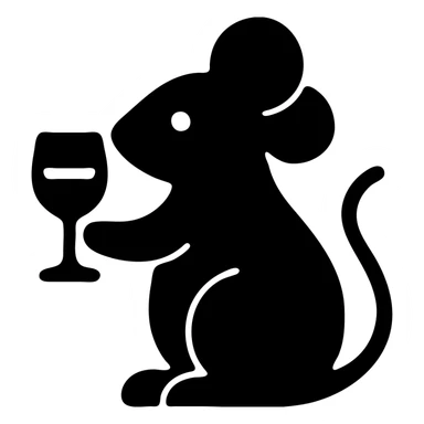 A mouse holding a glass of wine sticker