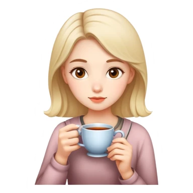girl with a calm face, drinking tea sticker