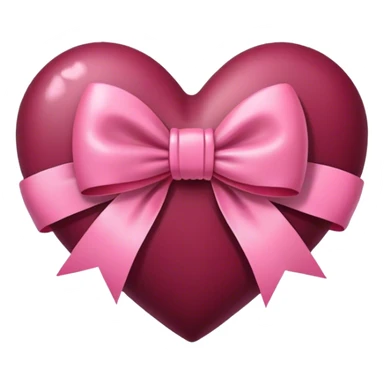 Burgundy heart with a pink bow in the middle sticker