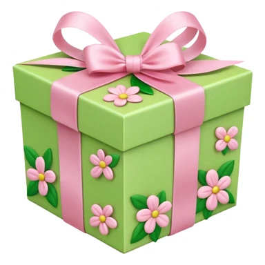 light green and light pink floral gift box sticker