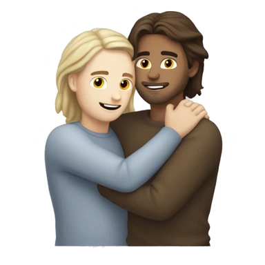 My white-skinned, brown-eyed guy hugs me a white-skinned guy with medium-long hair sticker