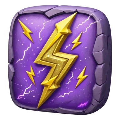 Purple rune with Yellow lightning bolts emanating from it. With glitter shine sticker