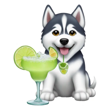 Siberian husky with a margarita  sticker