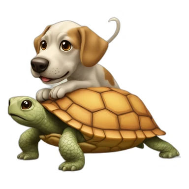 Un chien sur une tortue géant sticker