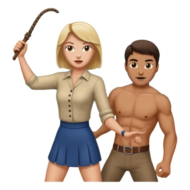 Woman whipping man  sticker