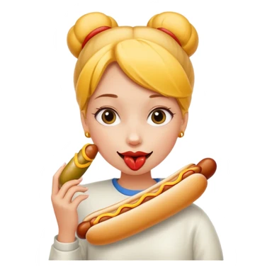 Girl hotdog in mouth sticker