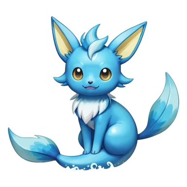 Shiny-Eeveelution-Cute-Fakemon-Water-Pokémon-fusion full body, fin tail sticker
