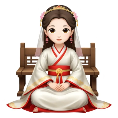Beautiful girl wearing Hanfu h wedding dress sitting sticker