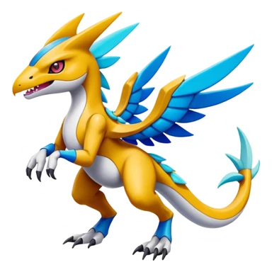 Colorful Meloetta-Latios-Wargreymon-Sergal-Pokémon-Digimon-Fakémon-fusion-hybrid-creature sticker