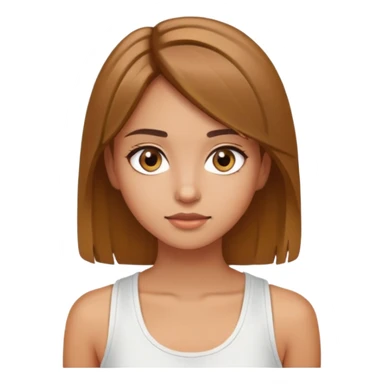 A light brown straight hair, hazel eyes, olive skin girl wearing a white tank top sticker