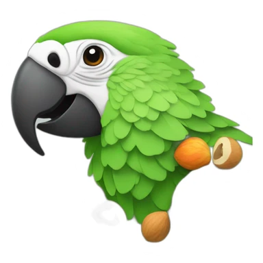 Parrot eating a nut sticker