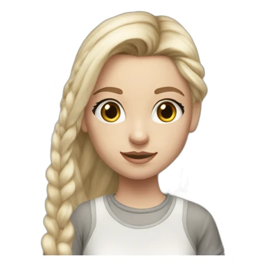 hyperrealist caucasian girl, long straight blonde hair, white sheer laced top, grey micro skirt, grey and white sneakers sticker