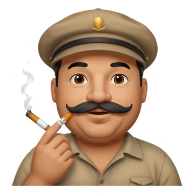 a fat father with a cap and tattoos, a cigarette in his mouth, and a mustache. sticker