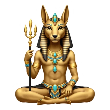 Ancient style lavishly adorned anubis staged formally sitting posed sticker