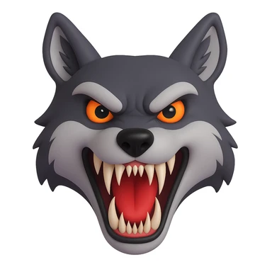 Make the wolf teeth much sharper, same style as original 3D emoji style. The original 3D emoji style does not support editing, so use a general style that respects the microsoft style 3d fluent emoji look while sharpening the wolf teeth. sticker