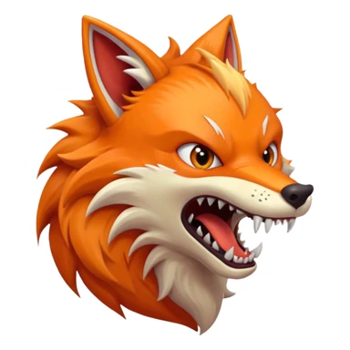 Monster Fox open scary mouth, scary teeth, side view sticker