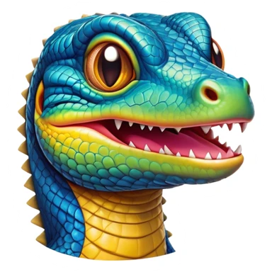 Cinematic Realistic Comical Monitor Lizard Portrait Emoji, Head tilted dramatically with an exaggeratedly amused expression, featuring a striking, glossy scaled hide with bold, angular textures and wide, expressive eyes full of playful disbelief, rendered with lifelike precision and natural vibrant hues, high shine, dramatic yet playful, styled with an air of cheeky wilderness mischief, soft glowing outline, capturing the essence of a spirited and over‐the‐top monitor lizard that looks ready to scurry its way into viral fame! sticker