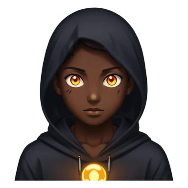 silhouette of a person with glowing eyes in darkness, mysterious anime character sticker