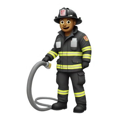fire fighter, whole body, holding a hose sticker
