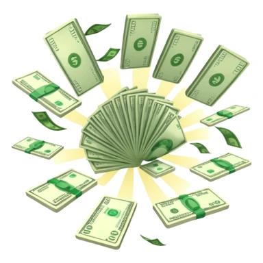 Add more cash flying around, bundles of US dollars, casino winnings vibe, lucky flight, jackpot feeling sticker