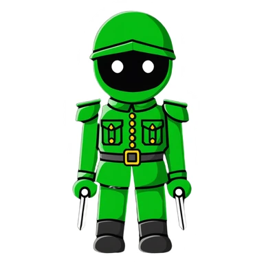 green plastic toy soldier sticker