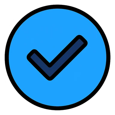 blue tick icon, simple, modern, suitable for verification badge sticker