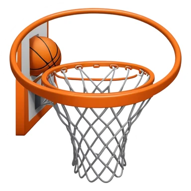 Cinematic Realistic image of a basketball hoop with a detailed metal rim and intricately woven net, captured in dynamic lighting that evokes the charged atmosphere of a competitive court sticker