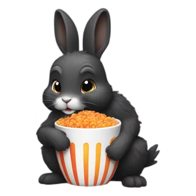 Small Black hairy rabbit eat frootloops sticker