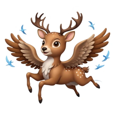 Make a 10 point deer with wings and its flying on a cloud and it is going crazy sticker