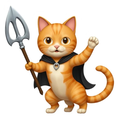 cat defeating grim reaper triumphantly sticker