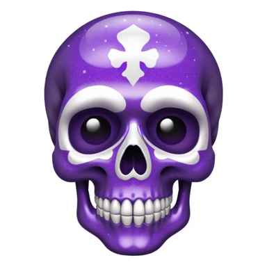 Glitter Purple and White Skull sticker