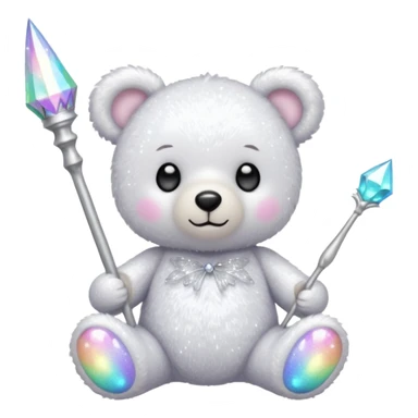 White Fairy glitter teddy with wand  sticker