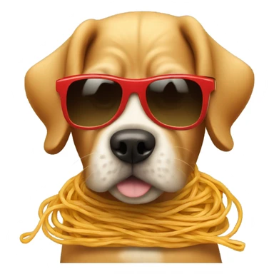 Dog wearing spaghetti and sunglasses sticker