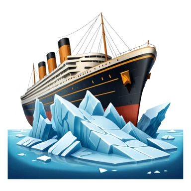 titainic crashing into an iceberg sticker