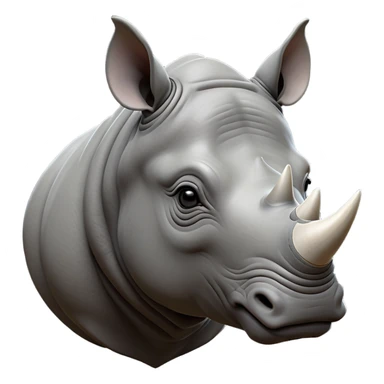 cinematic-noble--rhinoceros-portrait-emoji,slate-grey-hide-poised-and-regal,-with-a-massive,-powerful-build-and-a-thick,--deep-set-soulful-piercing-eyes,-simplified-yet-sharp-and-sophisticated-features,-highly-detailed,-large-black-eyes, white horn sticker