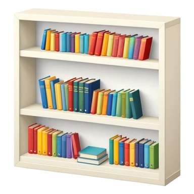 ikea bookshelf filled with colorful books, isometric sticker