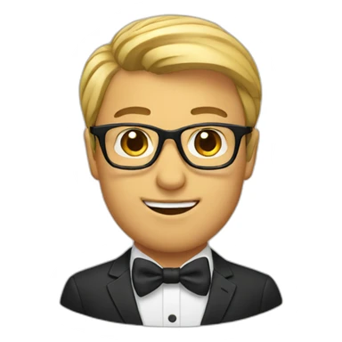 man with glasses and bowtie sticker