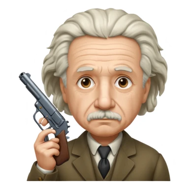 Albert Einstein holding a gun sticker
