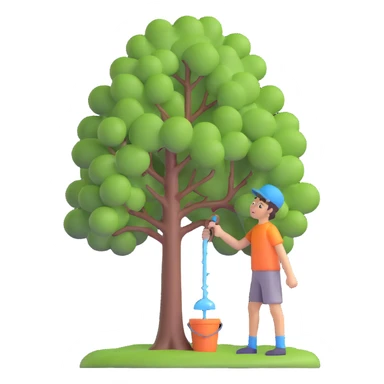 18 year old boy watering a tree sticker