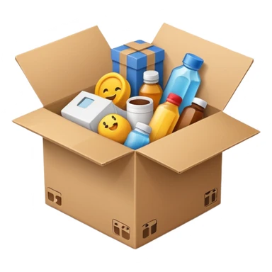 a box with different products sticker