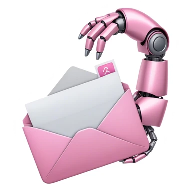 pink robotic hand holding email envelope sticker