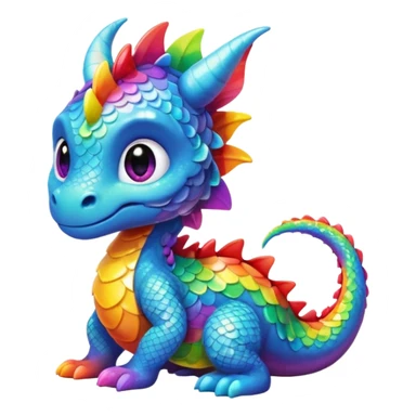 A cute little dragon  rainbow sticker