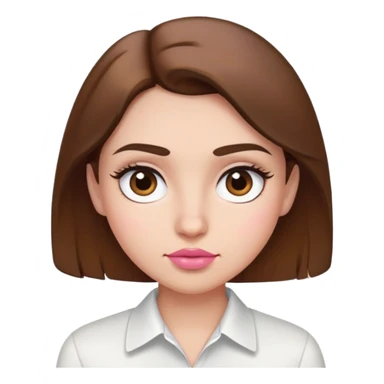 aku memiliki rambut kecoklatan, wajah ku bulat, alis ku tebal, bulu mata ku lentik, hidung ku sedikit pesek, bibir ku kecil dan pink, memakai baju berwarna putih sticker